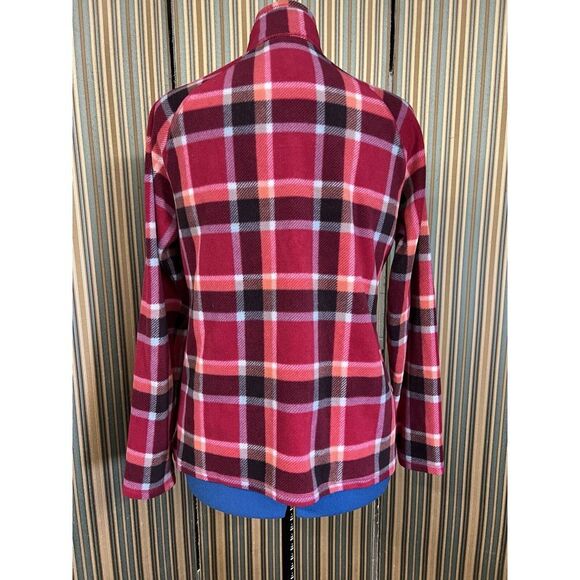 Eddie Bauer fleece  1/4 zip jacket Plaid Pink Woman’s Large - Picture 5 of 9